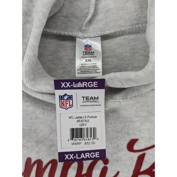 Tampa Bay Buccaneers Pajama Hoodie XXL Gray Womens Sleepwear Sweatshirt Bucs PJs - Picture 4 of 10